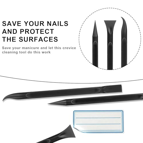 Plastic Scraper Tool, 6 Pcs Non-Scratch Crevice Cleaning Tool Pen-Shaped Scraper for Cleaning Car Detailing Tools for Tight Spaces, Kitchen, Stickers, Labels, Oil Stains, Food, Dirt (Black) - Image 6