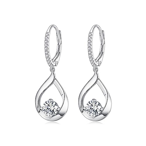Créoles moissanite argent 925 pendantes quatre griffes à porter du bureau aux soirées habillées
