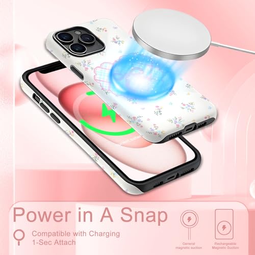 Sqweey Compatible for iPhone 13 Pro Case Pink Bows Wildflowers Florals Preppy Heart Aethetic Girly Design [Compatible with Magasfe] Shockproof Protection Cute Phone Case for iPhone 13 Pro by Sqweey - Used condition - Image 2