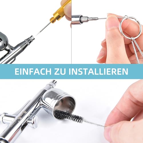 Airbrush Komplett Reinigungsset,Airbrush Reinigungsset und Reparatur von Airbrush-Pistolen,mit 5 Reinigungsbürsten, 5 Reinigungspickel, 1 Airbrush-Reibahle
