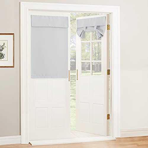 RYB HOME 2 Panels Blackout French Door Curtains, Stick on Shades No Drill