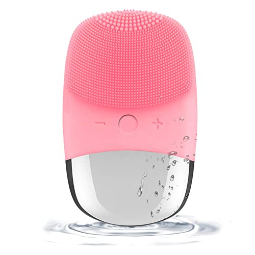 Wasserdichte Gesichtsreinigungsbürste, 3 in 1 Elektrische Sonic Vibration Gesichtsreinigungsbürste, Silikon Gesichtsmassagebürste für Tiefenreinigung, sanftes Peeling und Mitesserentfernung-Rosa Cover