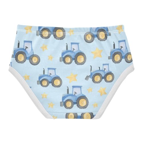 Wusikd Blue Tractor Girls' Underwear Cotton Yellow Stars Girls Briefs Soft Toddler Underwear 2T2