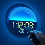 ZENITHTIME Digitale LED Wanduhr 10 Zoll, große RGB Uhr mit Wecker & Fernbedienung, 12 Farbmodi, Auto Dimmer, Temperatur, Countdown, für Wohnzimmer Schlafzimmer Büro