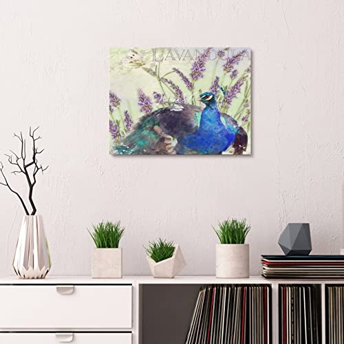 Impression sur toile paon et fleurs pour décoration murale de salon