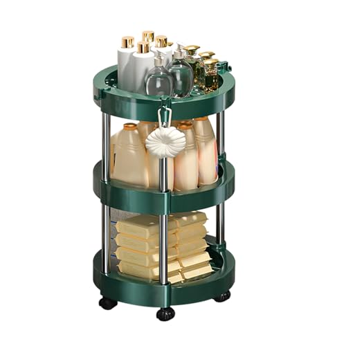 CheurYae Carrito de almacenamiento de 3 niveles, estante de almacenamiento de baño con ruedas, organizador de almacenamiento para cocina, baño, maquillaje, oficina (verde)