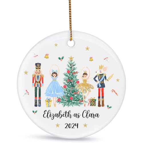 Personalized Nutcracker Ceramic Ornament - Custom Name and Role Nutcracker Ballet Keepsake, Cute Ballerina Christmas Decoration