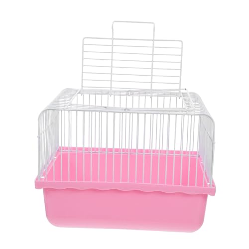 Alasum ポータブル鳥かご バッジーケーダー付き鳥かご 小さなモルモットの檻 ハムスターがケージを持ち出す オカメインコケージ ハンギングオウムケージ マウスケージ Abs ピンク
