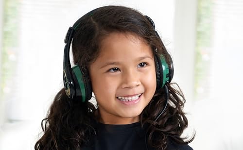 eKids Wicked Elphaba Bluetooth Headphones, Wireless Headphones with Microphone Includes Aux Cord, Volume Reduced Kids Foldable Earphones for School, Home, or Travel
