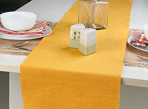 Chardin Home Recycled Cotton Mustard Yellow Table Runner, Solid Ribbed Runner 13X72 Inches, Great For Everyday Usage, Parties, Holiday Dinners And Even Everyday. #TOP2
