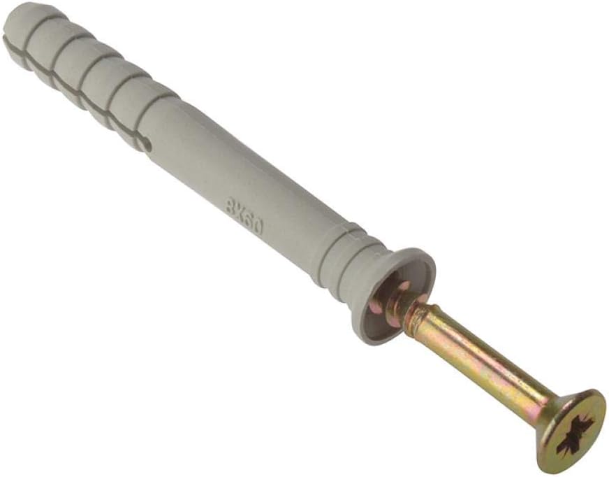 Hammer Fixings | M8 x 120mm | Nylon Plug, Zinc Yellow Passivated Screw | Bag 10