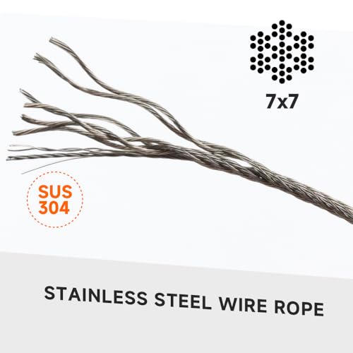 YMYP Up to 2.2mm Wire Rope Crimping Tool with 180 Pcs Sleeves 99FT Stainless Steel Wire Rope & 10 Pcs Stainless Steel Thimbles Kit, 3 Sizes Aluminum Double Barrel Ferrule & 3 Sizes Ropes by YMYP - Image 7