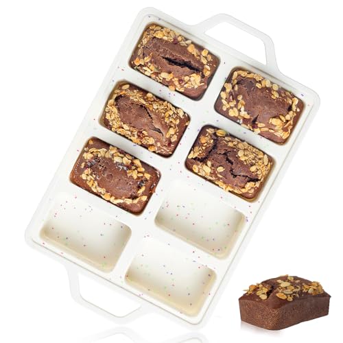 Mini Loaf Pan, Metal Reinforced Silicone Mini Bread Loaf Pan Nonstick Cornbread Pan 8 Cavities Silicone Molds for Baking Bread, Loaf, Meatloaf, Brownie, Butter by CAKETIME - Used condition - US$11.99