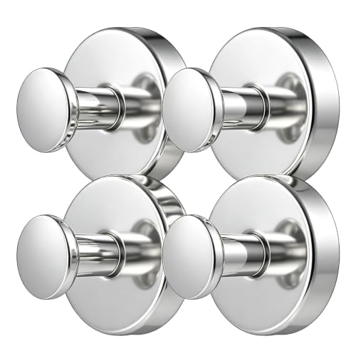 WJUAN Saugnapfhaken 4er Set - Edelstahl Haken ohne Bohren - Glänzend silber | Saugnapf haken für Fliesen, Glas, Porzellan - Wandhaken Badezimmer & Küche | Saughaken Extra Stark für Glatte Oberflächen