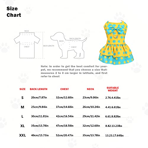Aivyna Dog Harness Dress 100% Cotton With Leash Set Puppy Dresses Doggie Cute Clothes Pet Apparel Polka Dot For Small Dogs,Cat, Yellow #TOP1
