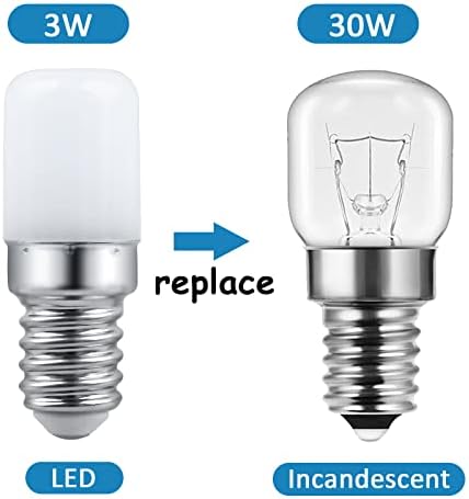 T18 E14 LED Light Bulb Fridge 3W AC 230V, 300LM Warm White 3000K, Non-Dimmable, 30W Incandescent Equivalent, E14 LED Refrigerator Bulb for Freezer, Night Light, Sewing Machine, Pack of 2