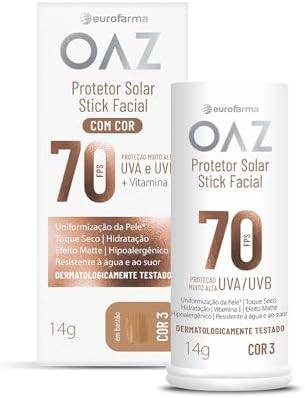 OAZ Protetor Solar Facial em Bastão FPS 70 Cor 3 14g