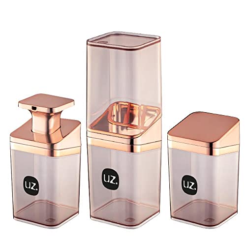 Kit Para Pia De Banheiro 3 Peças Rose Gold Uz Utilidades