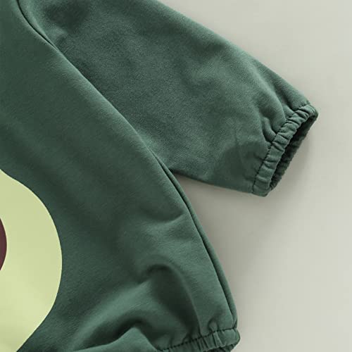 Liyabanna Cute Baby Boy Girl Romper Newborn Avocado Long Sleeve Hoodie Bodysuit Infant Jumpsuit Fruit Fancy Costume Winter Clothes (Green , 0-3 Months ) #TOP5