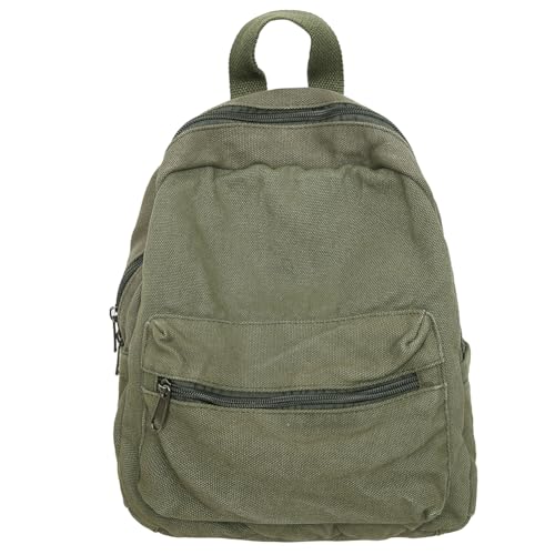 Generic Mini mochila feminina cor sólida mochila escolar de lona vintage mochila mochila de viagem, Verde, 290.00x260.00x100.00mm
