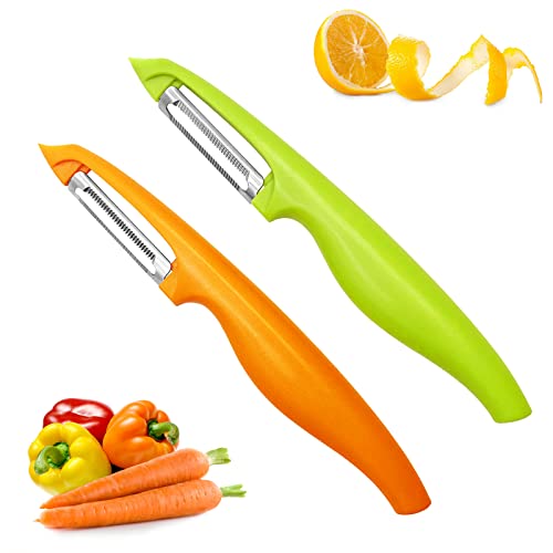 CORKAS Éplucheur Économe Légumes Professionnel, Éplucheur de Pommes de Terre, Épluche Pomme avec Lame Dentelé en Acier Inoxydable et Poignée Ergonomique Antidérapante pour Légumes, Carottes, Tomates