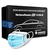 Verbandskasten Auto 2023 | Neue KFZ-Verbandstasche DIN 13164-2022 Zertifiziert Geprüft | Erste Hilfe First Aid Tasche Kasten Set Kit ideal als Notfall-Set Nachfüllset für Auto 2023 STVO