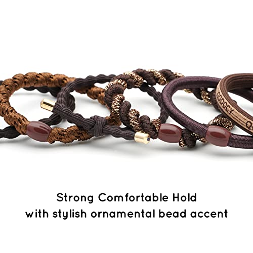 Qooocy Boutique Ponytail Holders And Bracelets Set Of 10 | Hair Ties For Women, No Damage No Crease Hair Elastics, Brown #TOP1