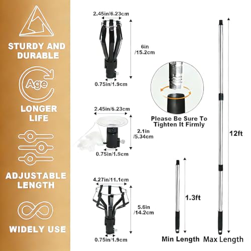 Upgraded 13FT Assembled Light Bulbs Extension Pole Changer for High Ceilings and Recessed Lights,Light Bulbs Changer with Baskets and Suction Cup for Light Bulb Removal Tool for Household. by Generic - Image 7