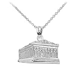 acropolis museum opening times  14 Karat Weißgold Parthenon In Acropolis Greece Damen Anhänger Halskette (Kommt mit eine 45 cm kette)