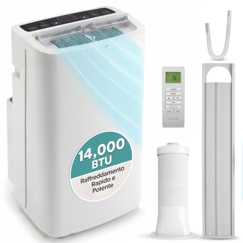 SereneLife Aire acondicionado portátil 3 en 1, deshumidificador, ventilador, mando a distancia, kit de salida de ventana, 13.000 BTU, clase A
