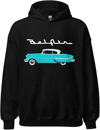 JG Infinite 1954 Chevy Bel Air Black Antique Car Long Sleeve Tee – Vintage Automotive Graphic Shirt For Men