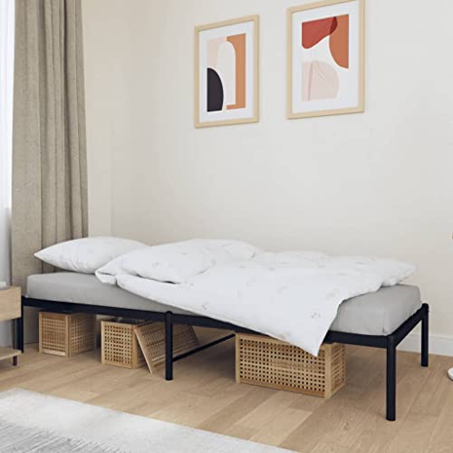 vidaXL Bettgestell, Bettrahmen mit Lattenrost, Metallbett Bett für Schlafzimmer, Einzelbett Gästebett Metallkonstruktion, Metall Schwarz 75x190cm