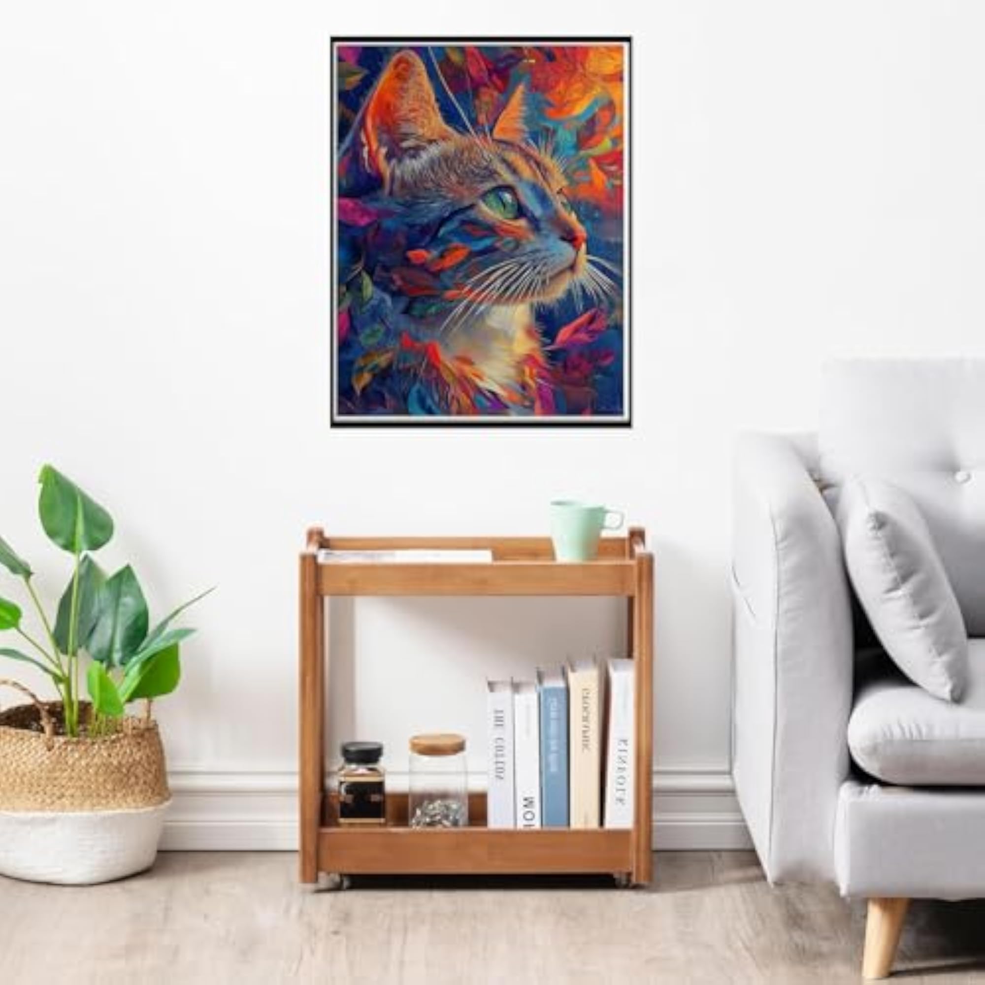 Cat Diamond Art Kits for Adults, Flower Design