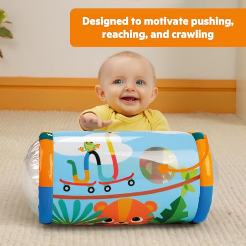 Image of Bright Starts Roll-Along Rainforest Baby Toy, Push & Crawl Activity Toy with Rattle Balls, Portable Travel Roller Toy for Infants & Toddlers, Unisex, 0M+