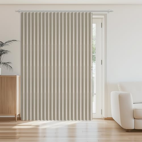 Image of AJAZZ Blackout Accordion Door Curtain 1 Panel 98 inchx84 inch Cream White - Magnetic Folding Room Divider, No-Drill Sliding Patio Closet