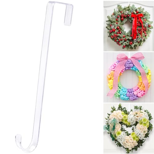 12 Clear Wreath-Hanger Non Scratch Hooks 1 Pack Wreath-Hanger Over The Door Hooks Deceneration Slim Hangers Organizer