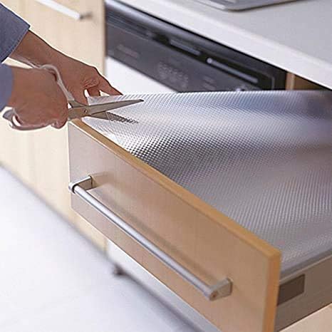 Image of JRM Multipurpose Waterproof EVA Anti-Slip Mat Roll for Kitchen, Drawer, Fridge, and Shelf Liner | Super Strong, Food Grade (Transparent, 45W x 125L cm (1.25L m))