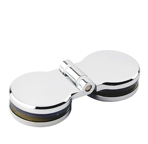 Glass Door Hinges,Frameless 90/180 Degree ChromeDisplay Wine Cabinet Bilateral Round Bead Clip Hinge(Double Clamp)