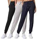 Real Essentials 3 Pack: Women's Lounge Joggers Sweatpants with Pockets Yoga Running Athletic Workout...