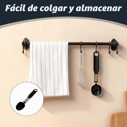Miniatura 6 de Cuchara Medidora Digital De Precisión 500 G 0,1 G, Cuchara Báscula Digital Electrónica Con Pantalla Lcd, Pesa Alimentos Sólidos Y Líquidos, Medidor De Café, Azúcar, Harina, Leche Y Especias Negro