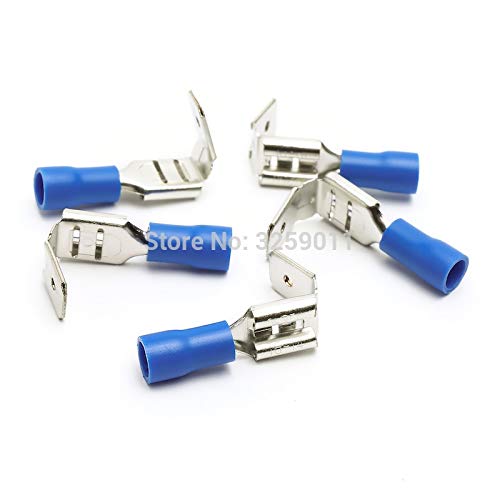 Gimax 1000pcs AWG 16-14 Semi Insulated Piggy Back Spade Electrical Quick Splice Crimp Terminals Connectors Blue