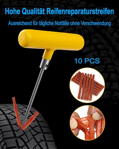 Beanewone Reifenreparaturset, Reifenreparaturset Auto Geeignet für schwere Nutzfahrzeuge, Geländefahrzeuge, Motorräder und LKW-Reifen, Autoreifen Reparaturset, Notfall-Reifenreparatur