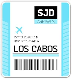 Squiddy Los Cabos Mexico Airport Code SJD Travel Luggage Tag - Vinyl Sticker Decal for Phone, Laptop, Water Bottle (3" high)