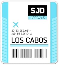Squiddy Los Cabos Mexico Airport Code SJD Travel Luggage Tag - Vinyl Sticker Decal for Phone, Laptop, Water Bottle (3" high)