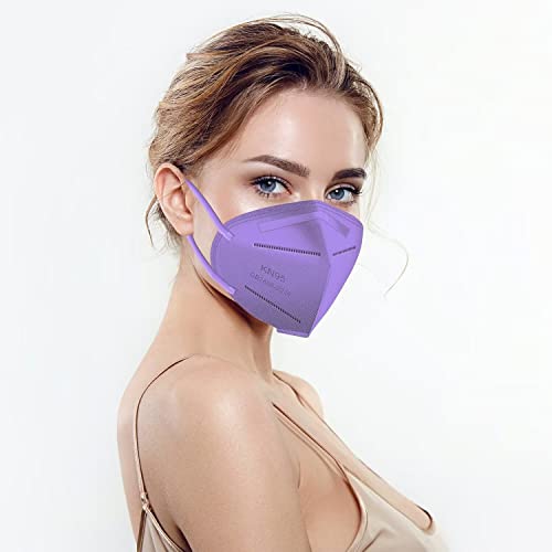 Ammkare Kn95 Face Masks 25 Pcs For Adults 5-Ply Breathable And Comfortable Filter Safety Mask For Women Men Purple #TOP1