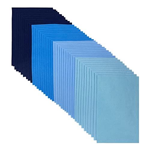 Farbige Filz, 1,4 mm stark Filzstoff, 20 x 30 cm weicher Bastelfilz für Handarbeit, 40 Stück Filzblätter für DIY-Nähprojekte (blaue Serie) Cover