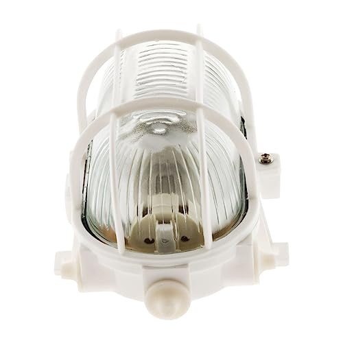Zenitech - Ovales Bullauge 60W IP44 E27 - Hochbeständige Kunststoffbasis mit Schutzgitter - Außenbeleuchtung für Garten und Terrasse - Weiß – Ansicht 5