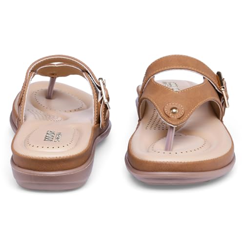 Image of DOCTOR EXTRA SOFT Women's Flat Comfortable Memory Foam Slippers /Flip-Flops Fashion Stylish Casual Diabetic Orthopedic Lightweight Synthetic Slip-on Sandals with Adjustable Strap for Girls /LadiesD-623