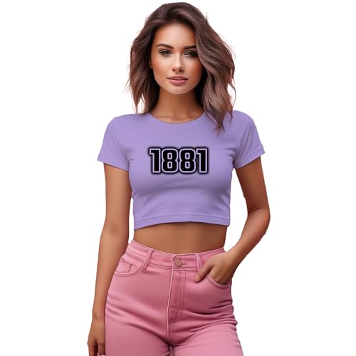 Crop top pour femme rouge 1881 Year t-shirt court mode urbaine stretch