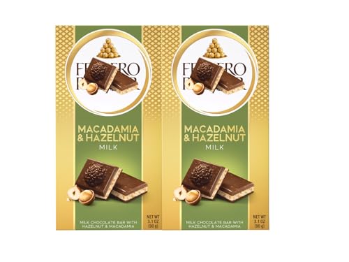 2 x Farrero Rocher Hazelnut & Macadamia Chocolate Bar 90g